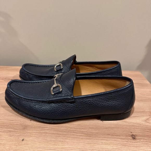 Gucci Horsebit Loafers Navy Pebbled Leather Men’s Size 8.5 /US 9 Made in Italy main image 11